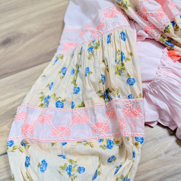 NWT Free People Pink Floral Patchwork Tassel Tunic Boho Peasant Festival Large - Picture 10 of 11